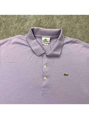 Lacoste Polo Shirt Men XL FR 6 Purple Solid Pique Short Sleeve Classic Fit